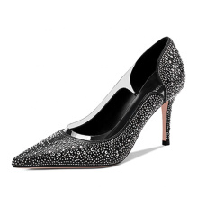 2019 High Heel Stiletto Women's Pumps Black Crystal Shoes x19-c185 Ladies Women Dress Shoes Heels For Lady